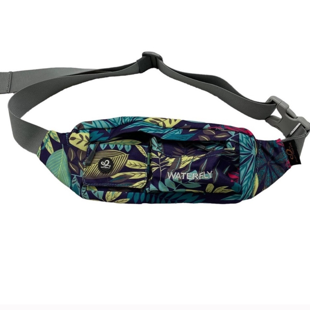 WATERFLY Blue Leaf Tropical Floral Lightweight Fanny Pack
